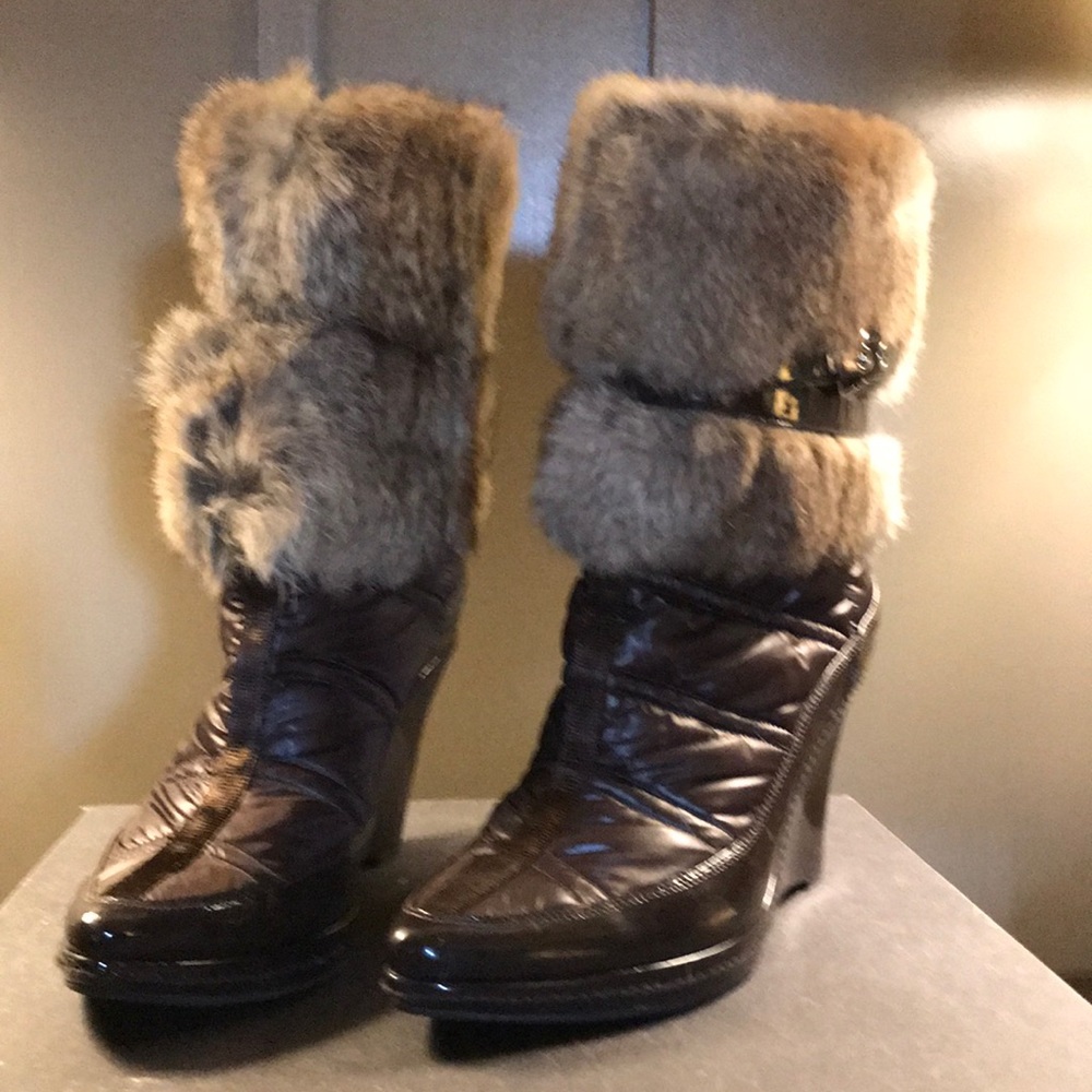 Via Spiga fur and patent boots